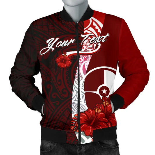 Yap Micronesia Custom Personalised Bomber Jacket - Coat Of Arm With Hibiscus