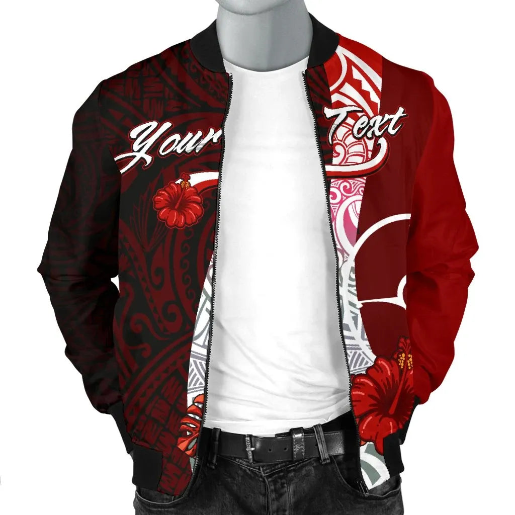 Yap Micronesia Custom Personalised Bomber Jacket - Coat Of Arm With Hibiscus