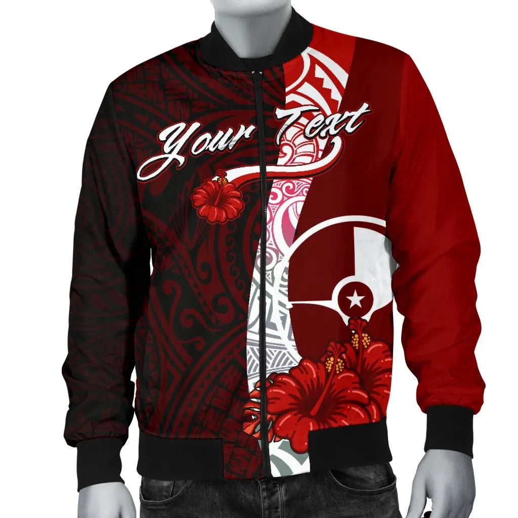 Yap Micronesia Custom Personalised Bomber Jacket - Coat Of Arm With Hibiscus