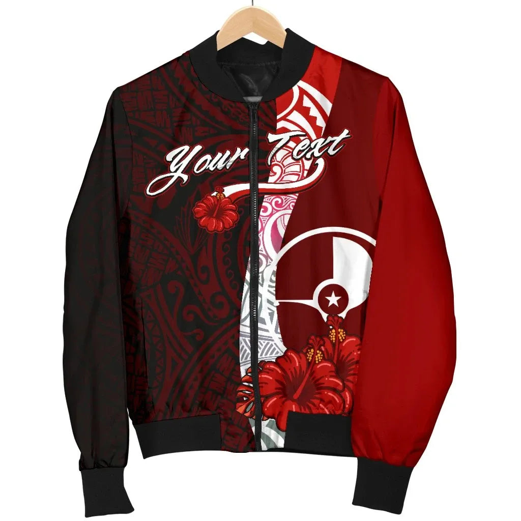 Yap Micronesia Custom Personalised Bomber Jacket - Coat Of Arm With Hibiscus