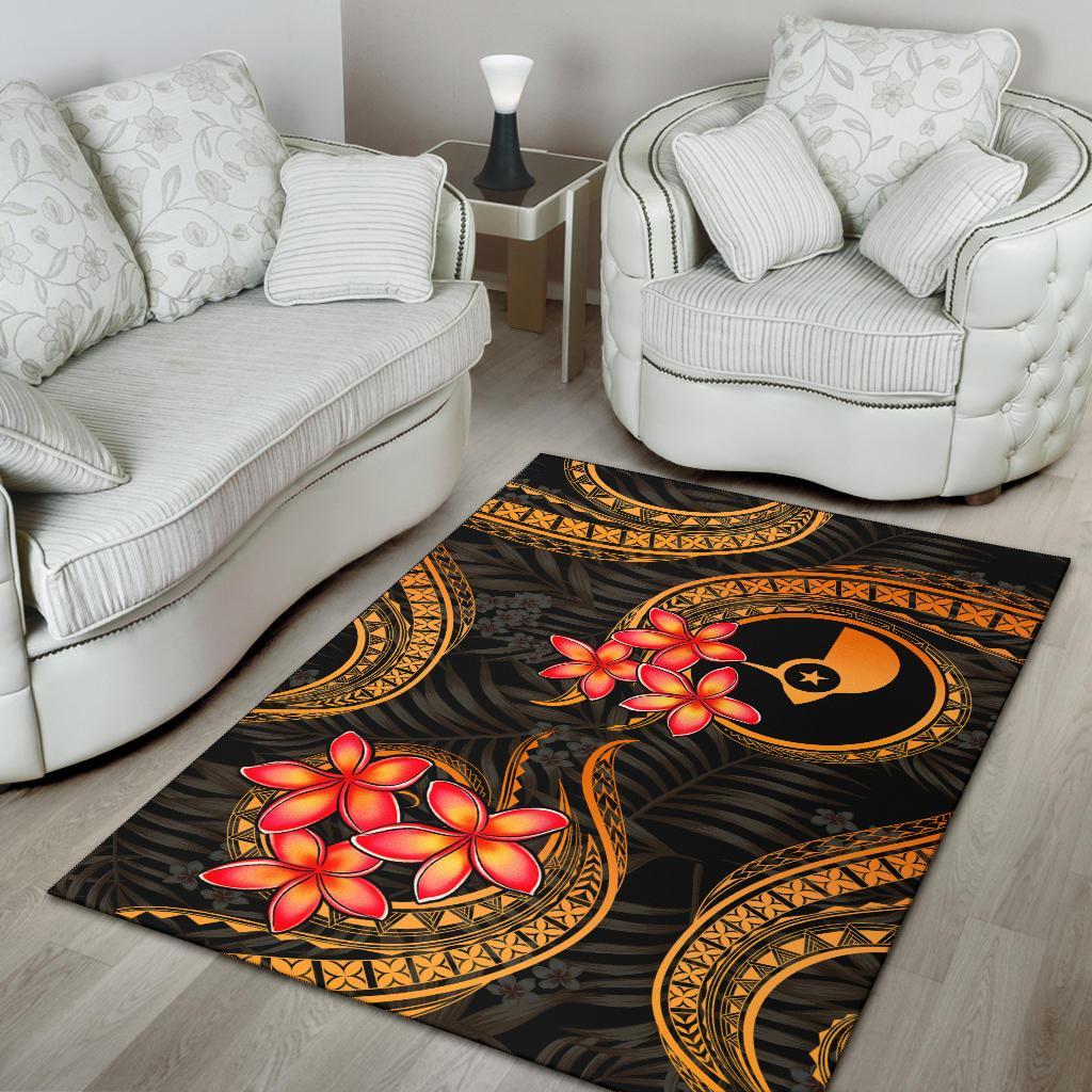 Yap Micronesian Area Rug - Gold Plumeria