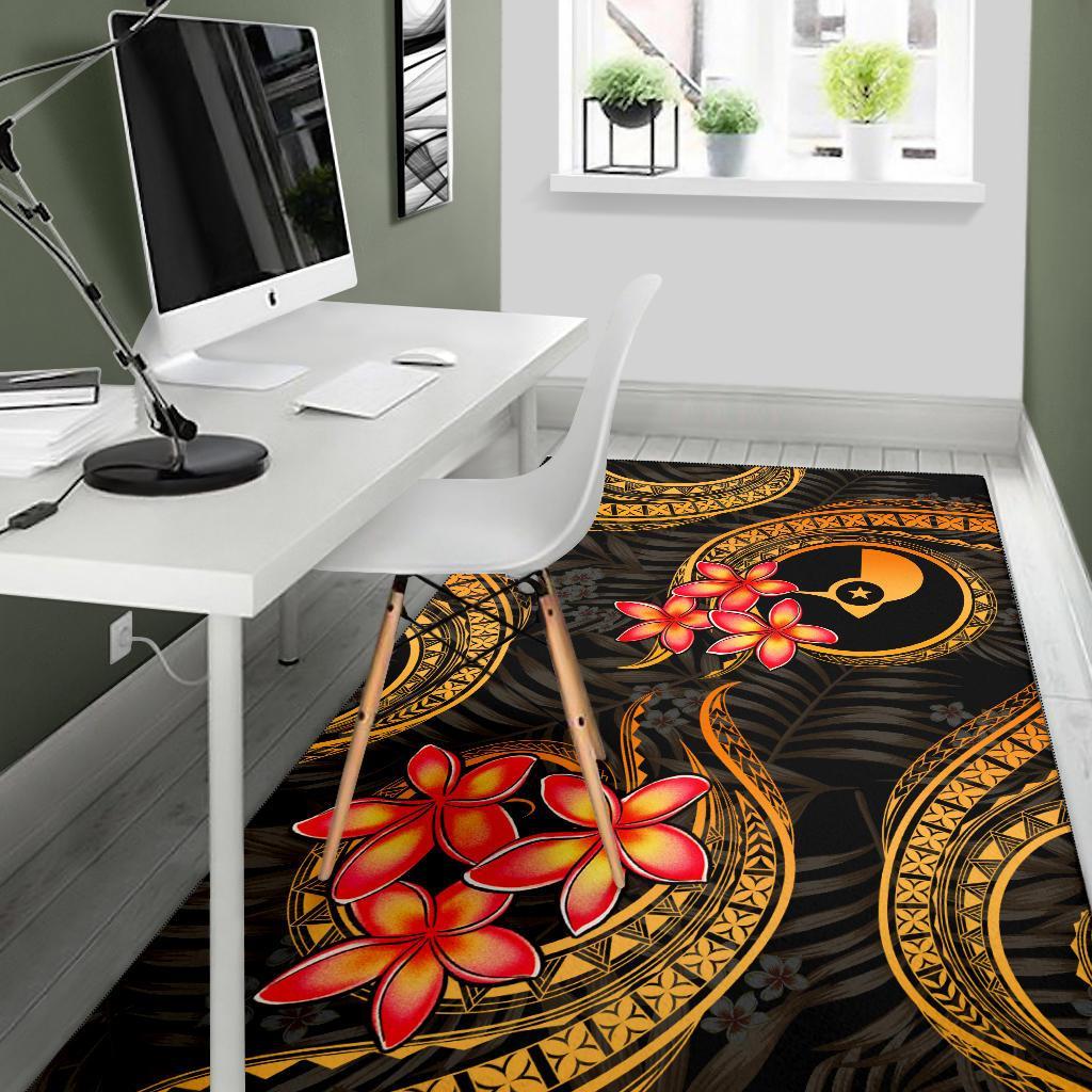 Yap Micronesian Area Rug - Gold Plumeria