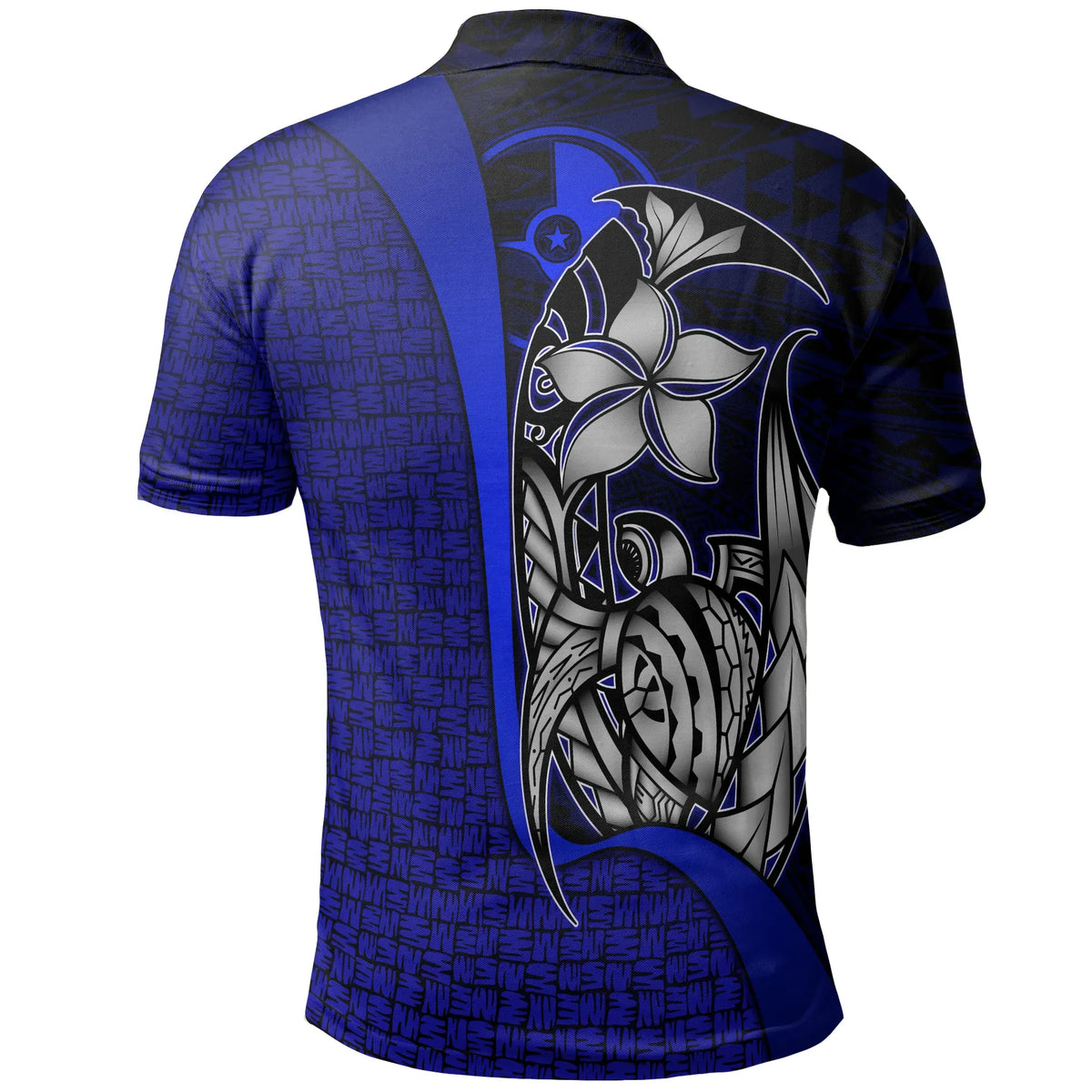 Yap Micronesian Polo Shirt Blue - Turtle with Hook