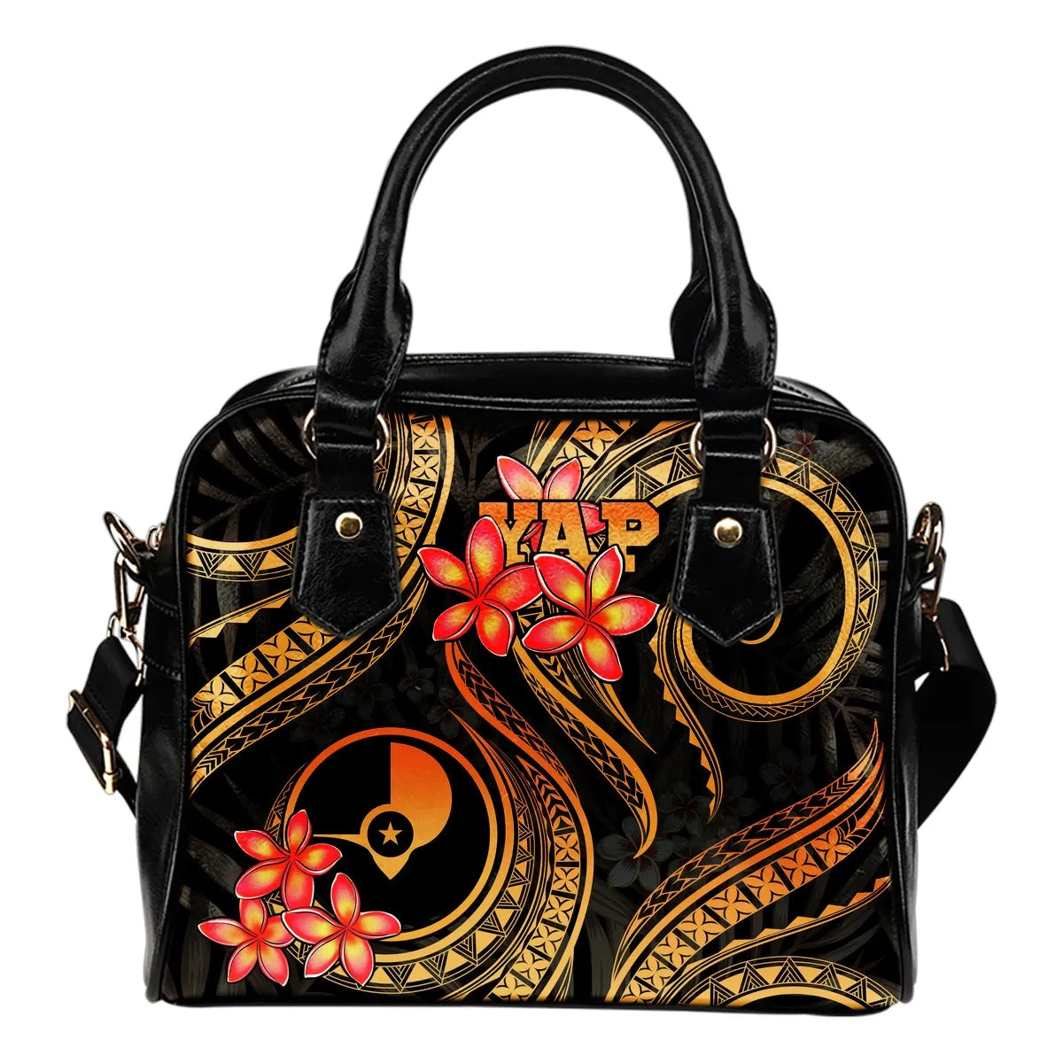 Yap Micronesian Shoulder Handbag - Gold Plumeria