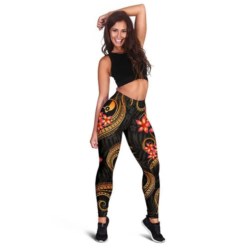 Yap Micronesian Women Legging - Gold Plumeria