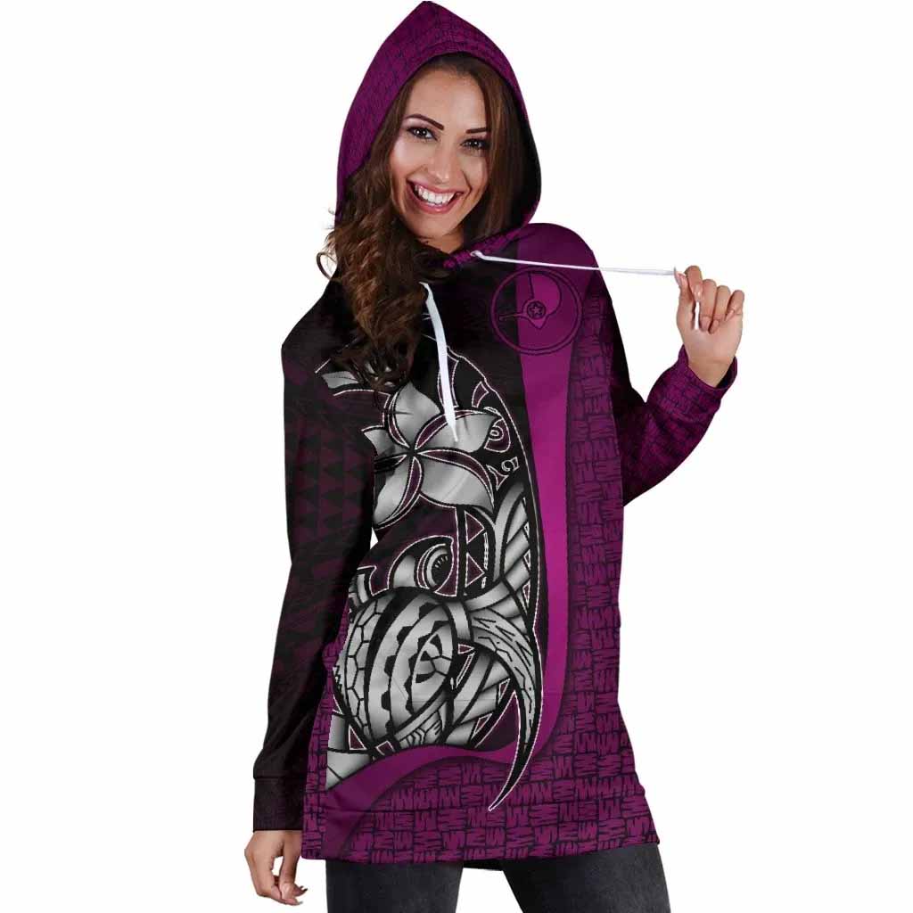 Yap Micronesian Female Hoodie Dress Blackberry - Turtle With Hook