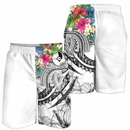 Yap Polynesian All Over Print Men Short - Summer Plumeria (White)