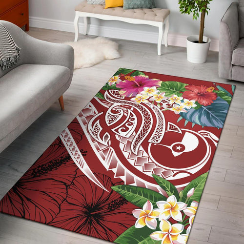YAP Polynesian Ares Rug - Summer Plumeria (Red)