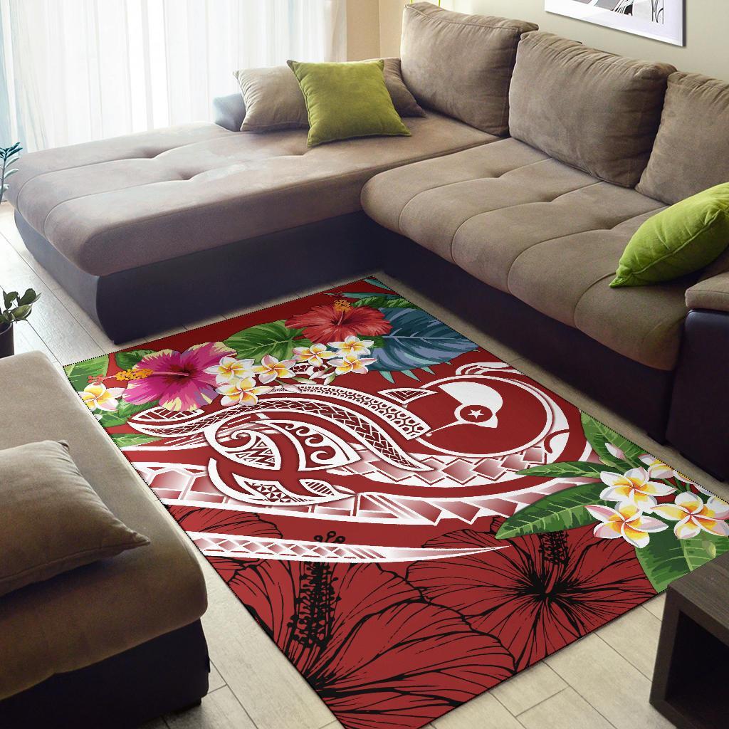 YAP Polynesian Ares Rug - Summer Plumeria (Red)