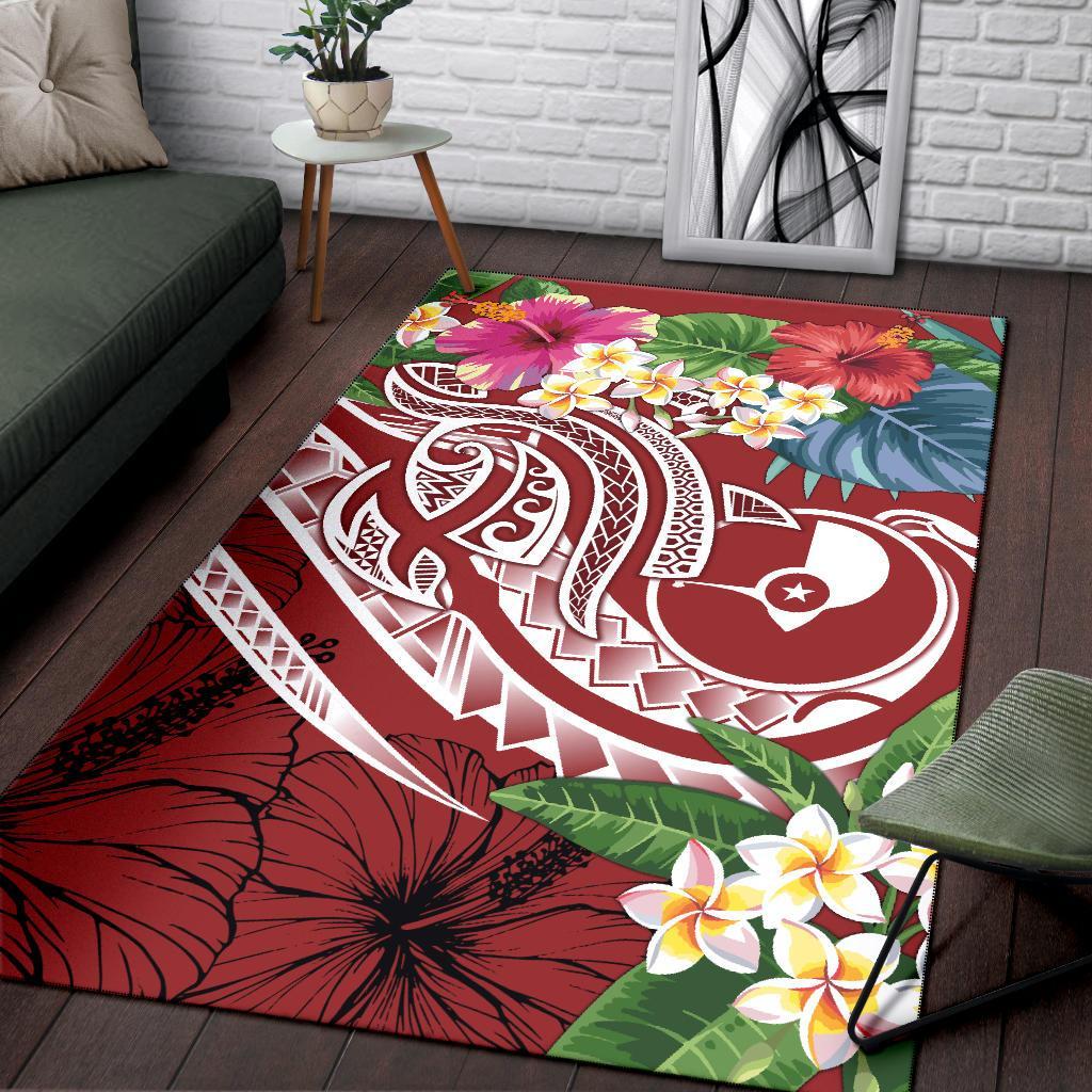 YAP Polynesian Ares Rug - Summer Plumeria (Red)