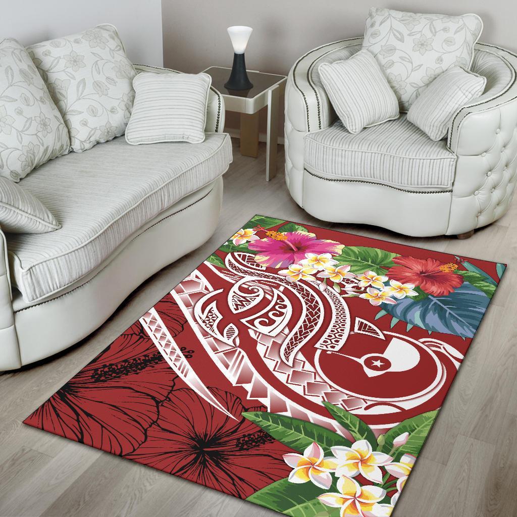 YAP Polynesian Ares Rug - Summer Plumeria (Red)