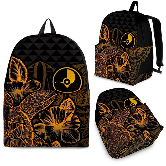 Yap Polynesian Backpack Turtle Hibiscus Gold front