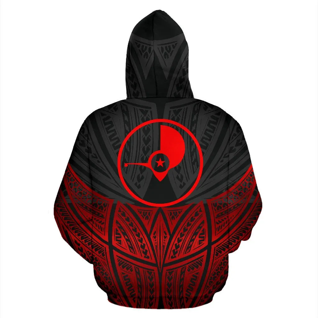 Yap Polynesian Custom Personalised Hoodie Red Black Pride Map nd Seal