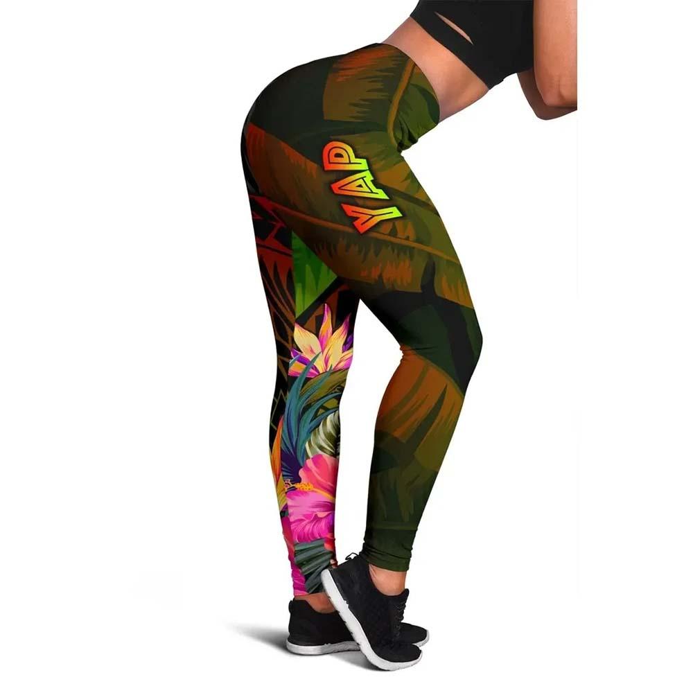 YAP Polynesian Legging -  Hibiscus and Banana Leaves
