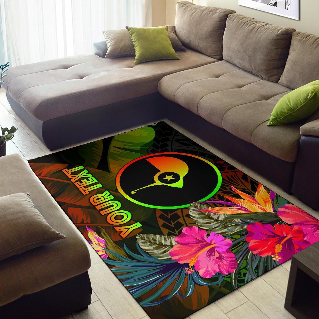 Yap Polynesian Personalised Area Rug - Hibiscus and Banana Leaves