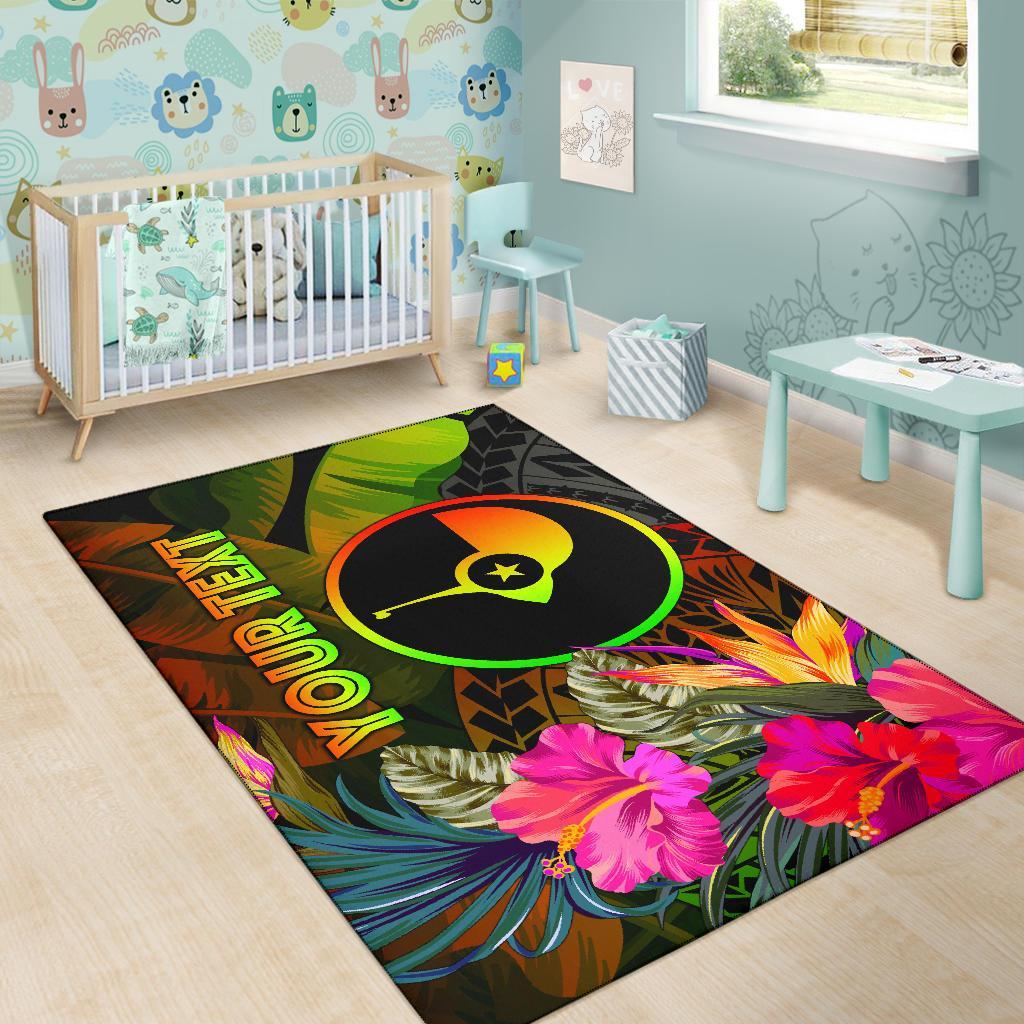 Yap Polynesian Personalised Area Rug - Hibiscus and Banana Leaves