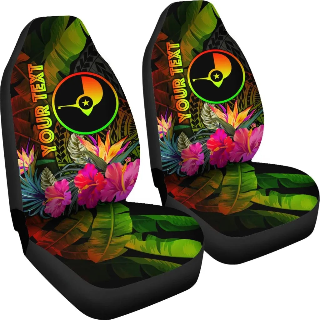 YAP Polynesian Personalised Car Seat Covers -  Hibiscus and Banana Leaves
