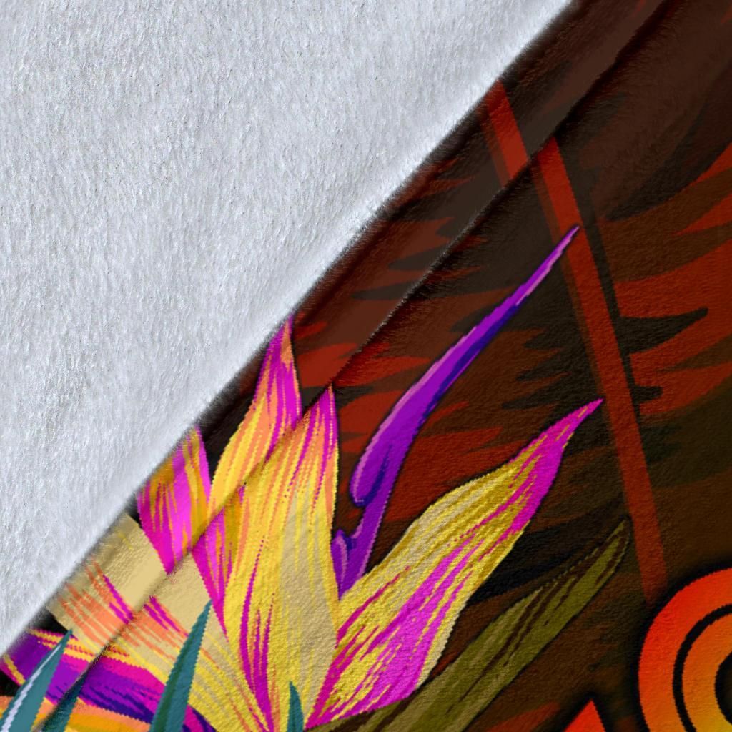 Yap Polynesian Personalised Premium Blanket - Hibiscus and Banana Leaves