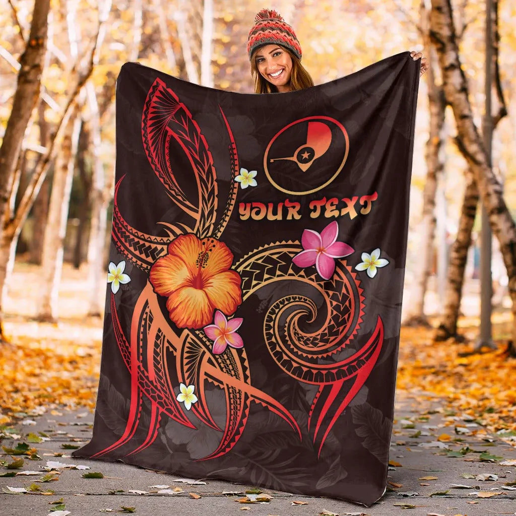 Yap Polynesian Personalised Premium Blanket - Legend of Yap (Red)