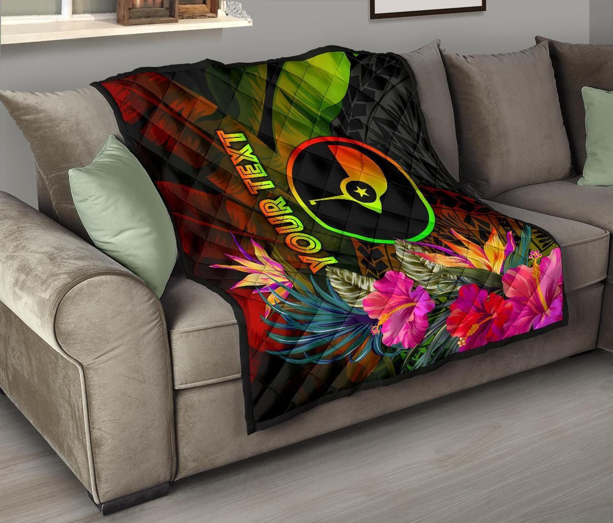 YAP Polynesian Personalised Premium Quilt- Hibiscus and Banana Leaves