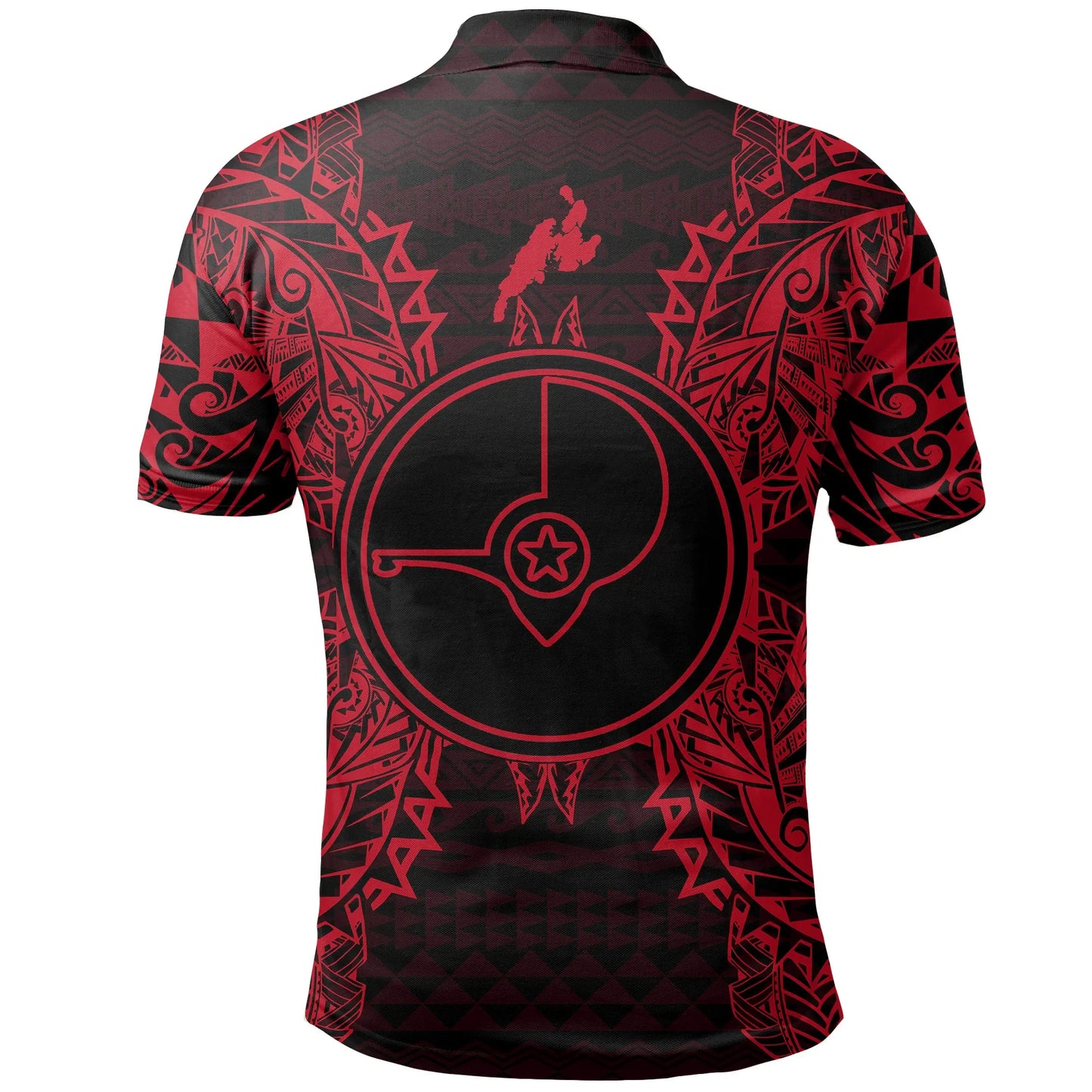Yap Polo Shirt - Yap Flag Map Polynesian Tattoo Red