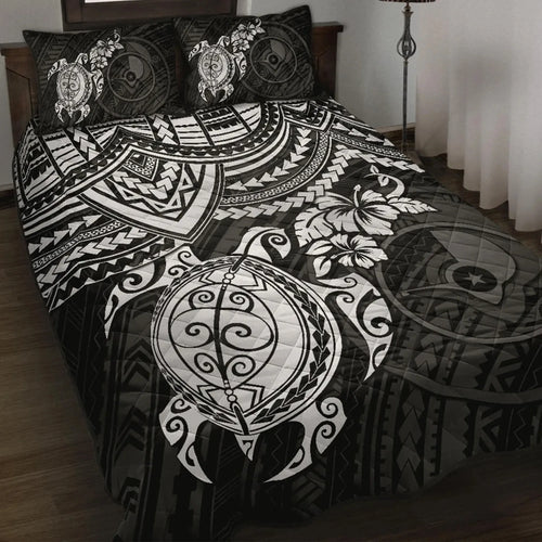 Yap Polynesian Quilt Bed Set - White Turtle
