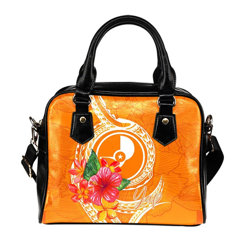 Yap Micronesia Shoulder Handbag - Orange Floral With Seal