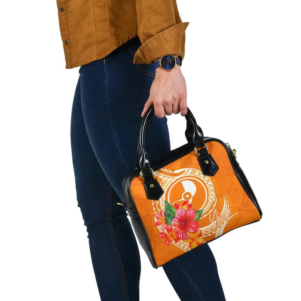 Yap Micronesia Shoulder Handbag - Orange Floral With Seal
