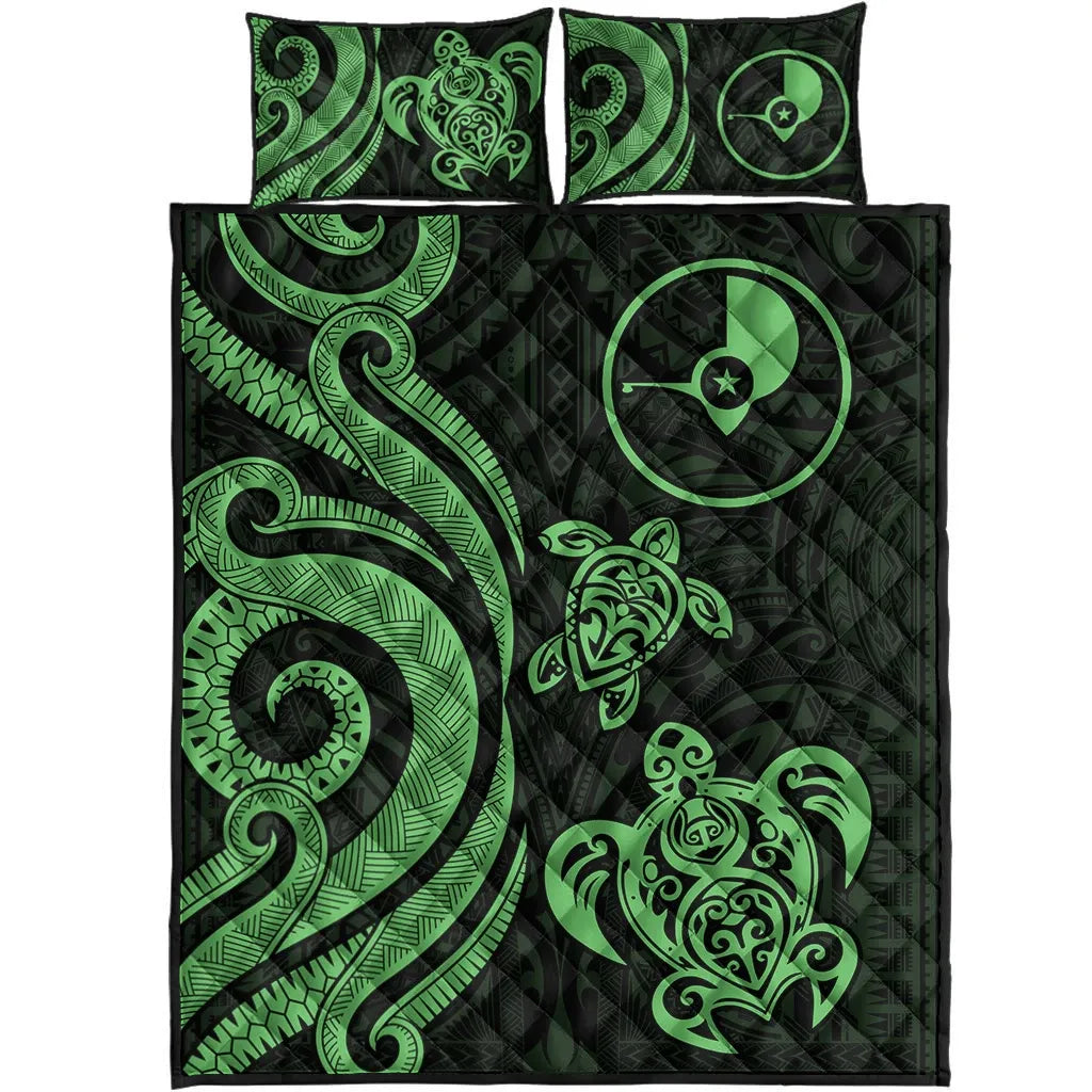 Yap Quilt Bed Set - Green Tentacle Turtle