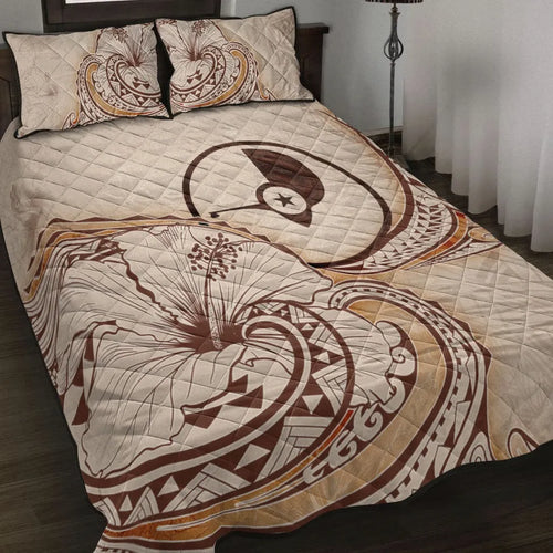 Yap Quilt Bed Set - Hibiscus Flowers Vintage Style