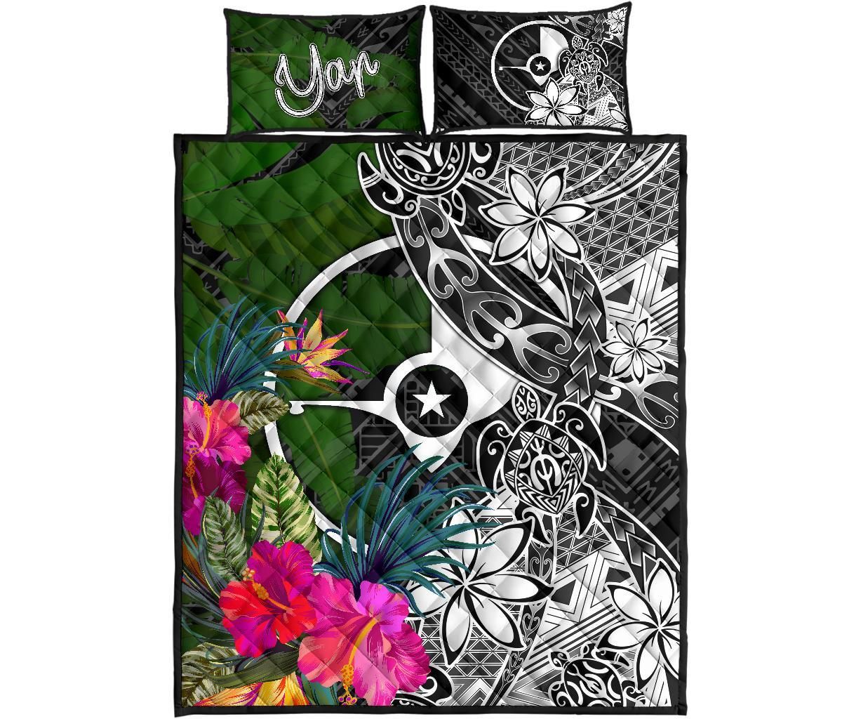Yap Quilt Bed Set - Turtle Plumeria Banana Leaf