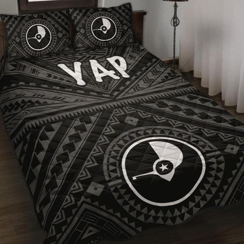 Yap Quilt Bed Set - Yap Seal With Polynesian Tattoo Style