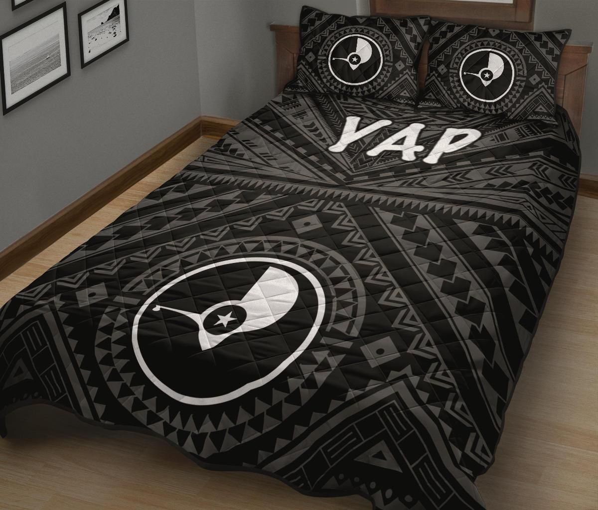 Yap Quilt Bed Set - Yap Seal With Polynesian Tattoo Style