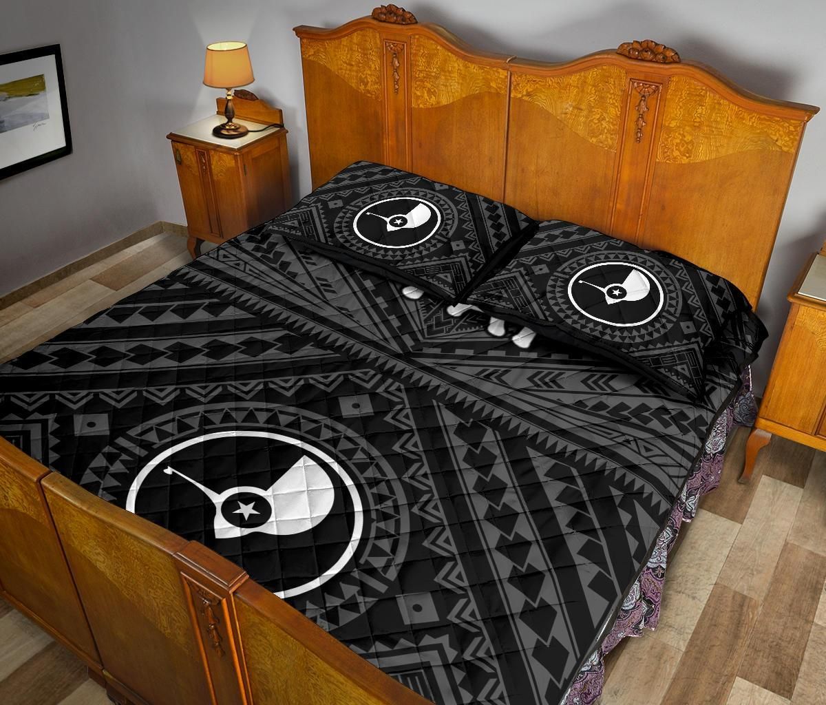 Yap Quilt Bed Set - Yap Seal With Polynesian Tattoo Style