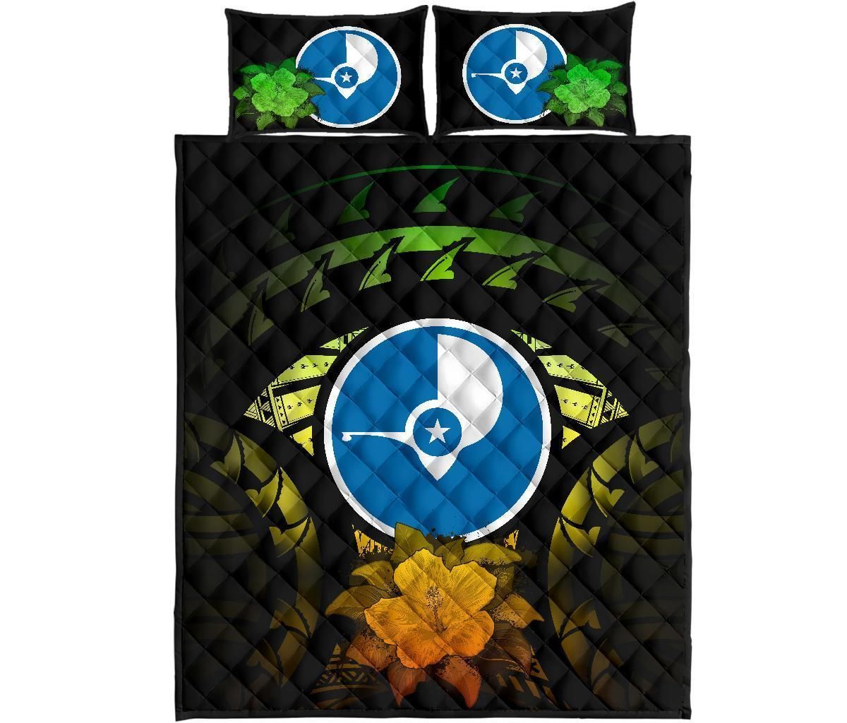 Yap Polynesian Quilt Bed Set Hibiscus Reggae