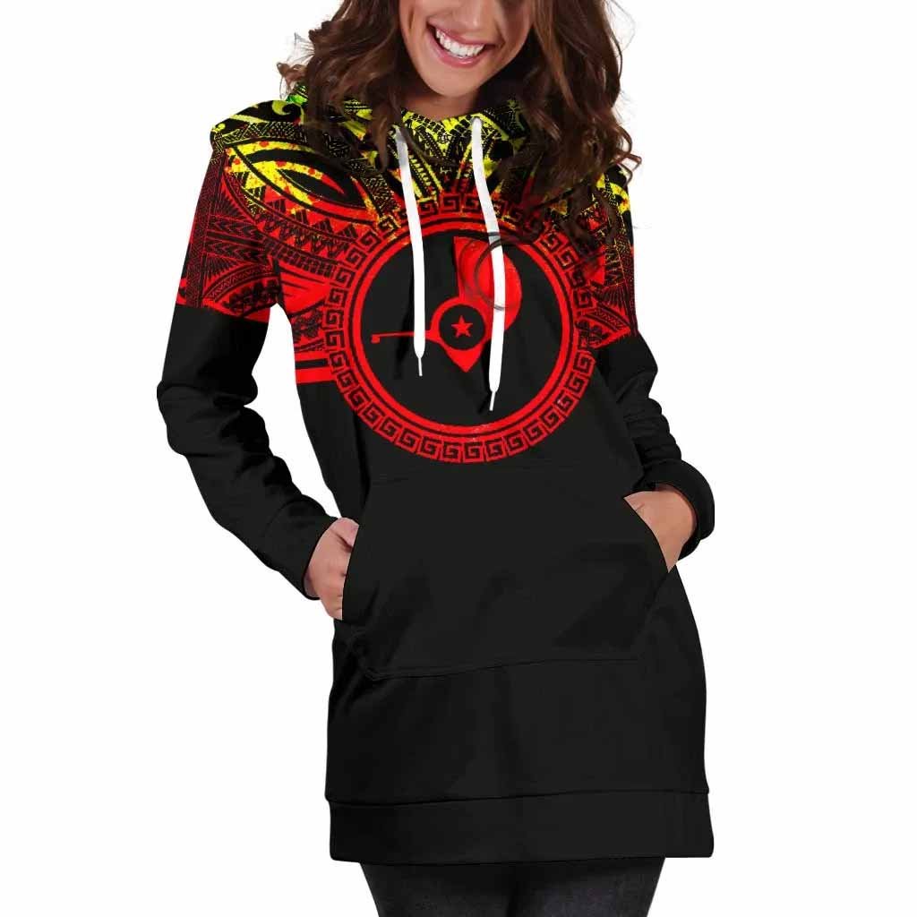 Yap Female Hoodie Dress - Yap Coat Of Arms Polynesian Reggae Color