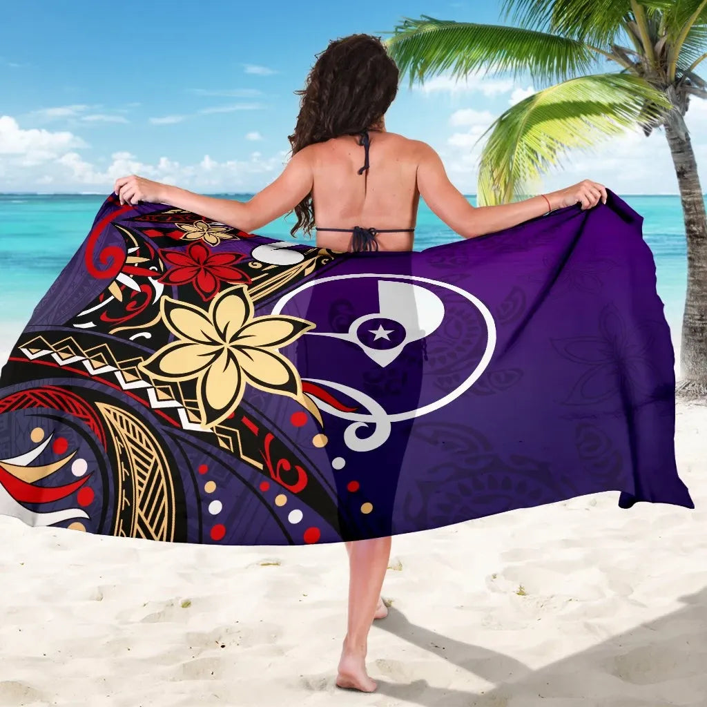 Yap Sarong - Tribal Flower With Special Turtles Purple Color