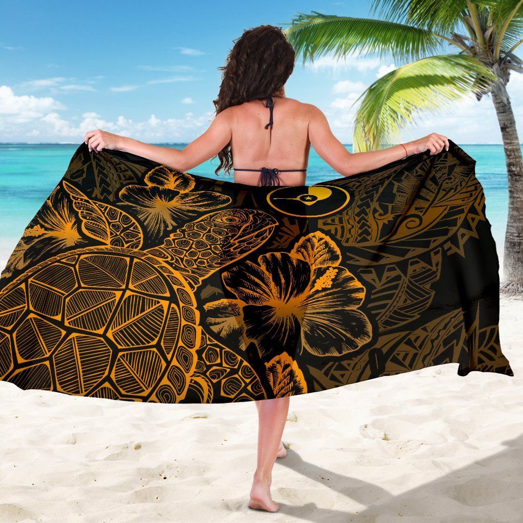 Yap Sarong - Turtle Hibiscus Pattern Gold