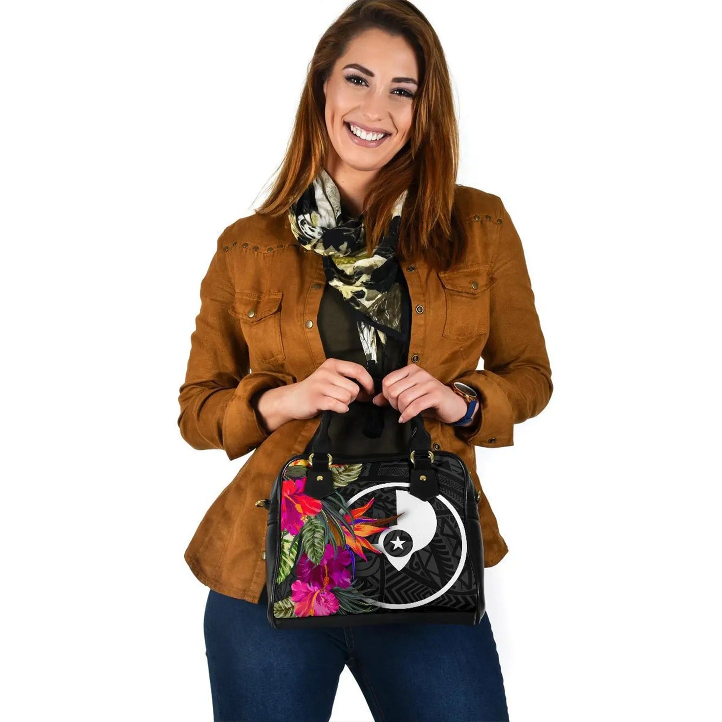 Yap Shoulder Handbag - Polynesian Hibiscus Pattern