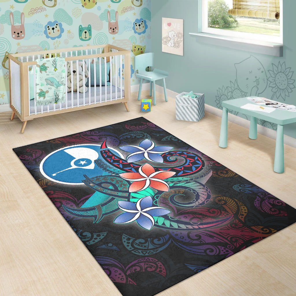 Yap State Area Rug - Plumeria Flowers Style