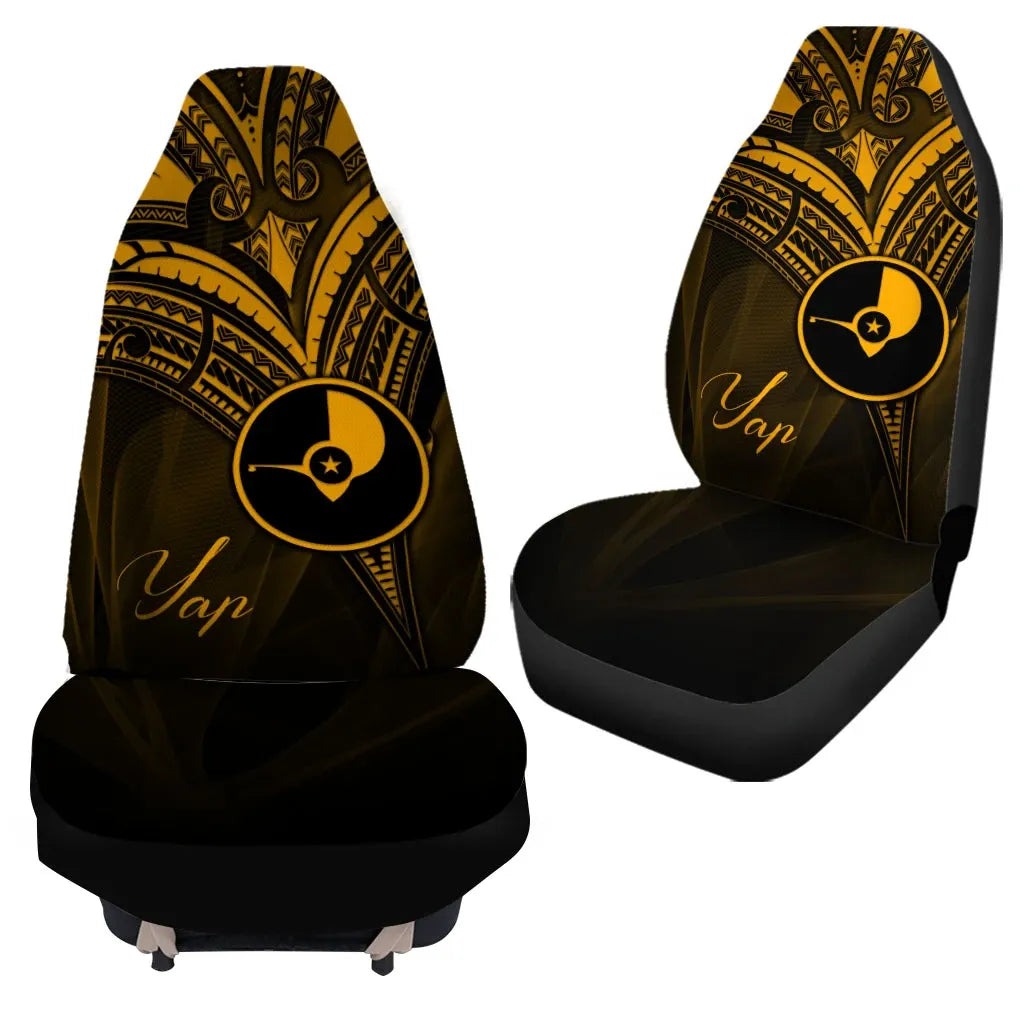 Yap State Car Seat Cover - Gold Color Cross Style