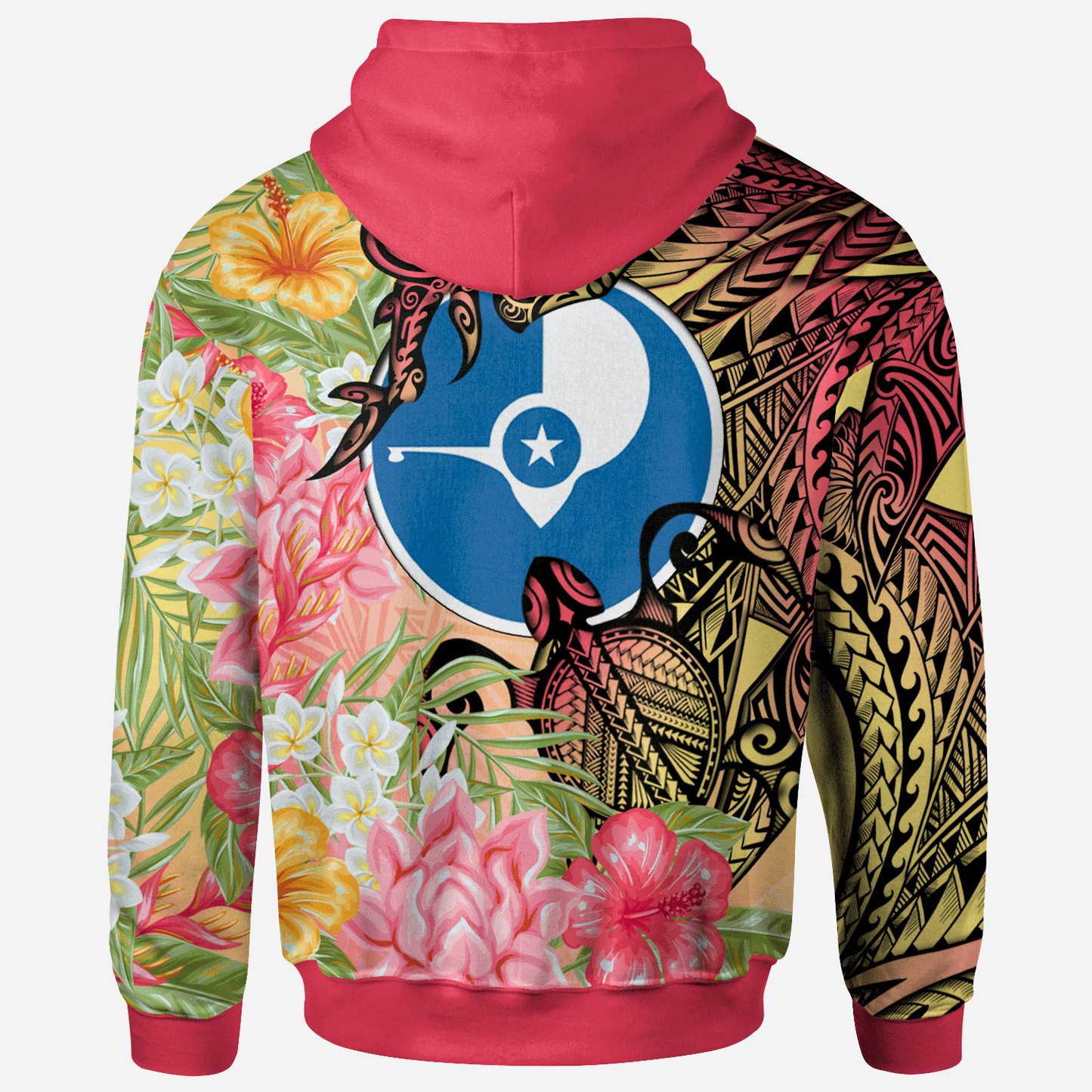 Yap State Hoodie - Flowers Tropical With Sea Animals