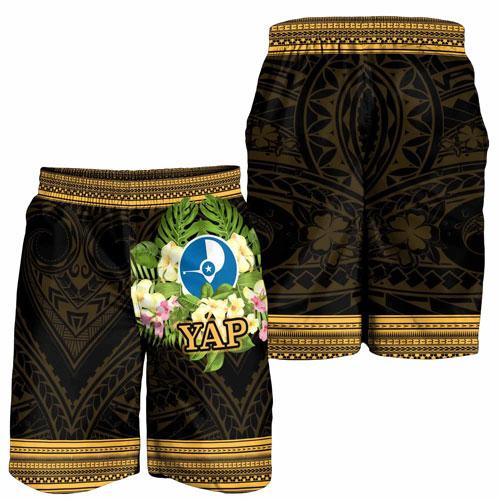 Yap State Men Shorts - Polynesian Gold Patterns Collection
