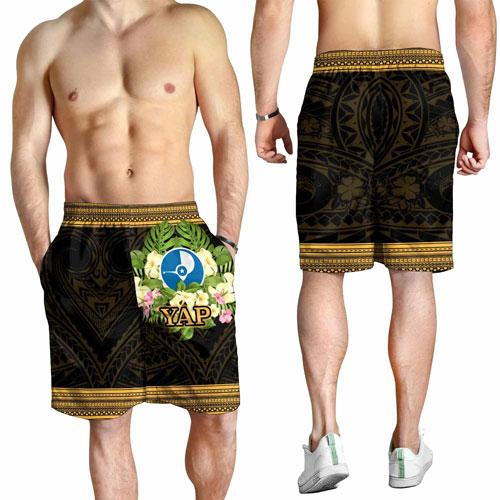 Yap State Men Shorts - Polynesian Gold Patterns Collection