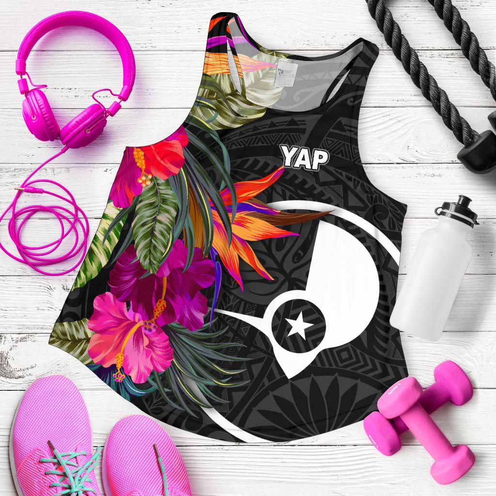 Yap Women Racerback Tank - Polynesian Hibiscus Pattern