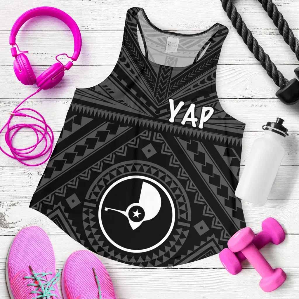Yap Women Racerback Tank - Yap Seal With Polynesian Tattoo Style