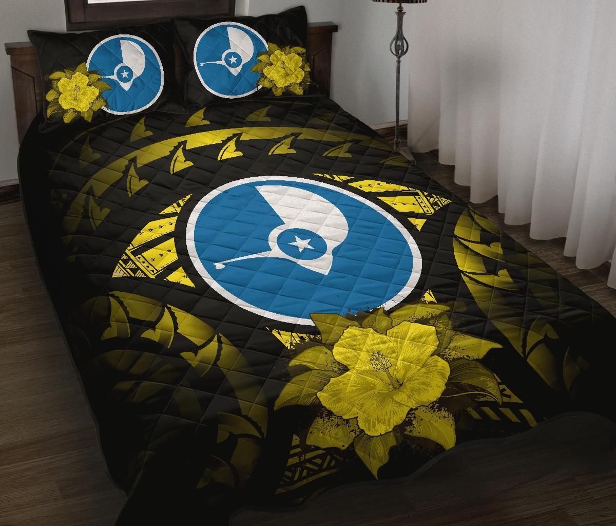 Yap Polynesian Quilt Bed Set Hibiscus Yellow