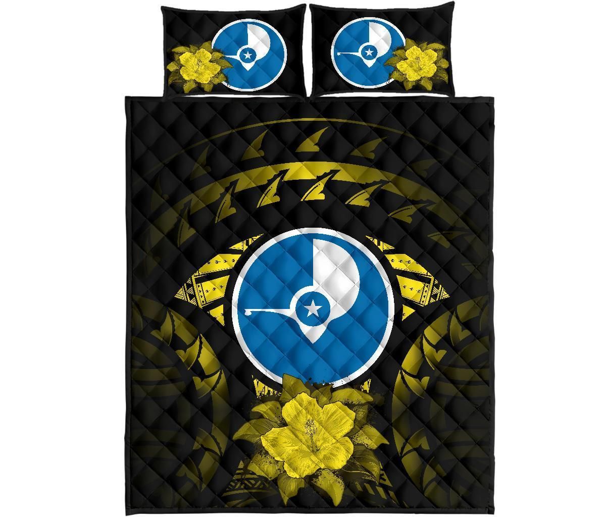 Yap Polynesian Quilt Bed Set Hibiscus Yellow