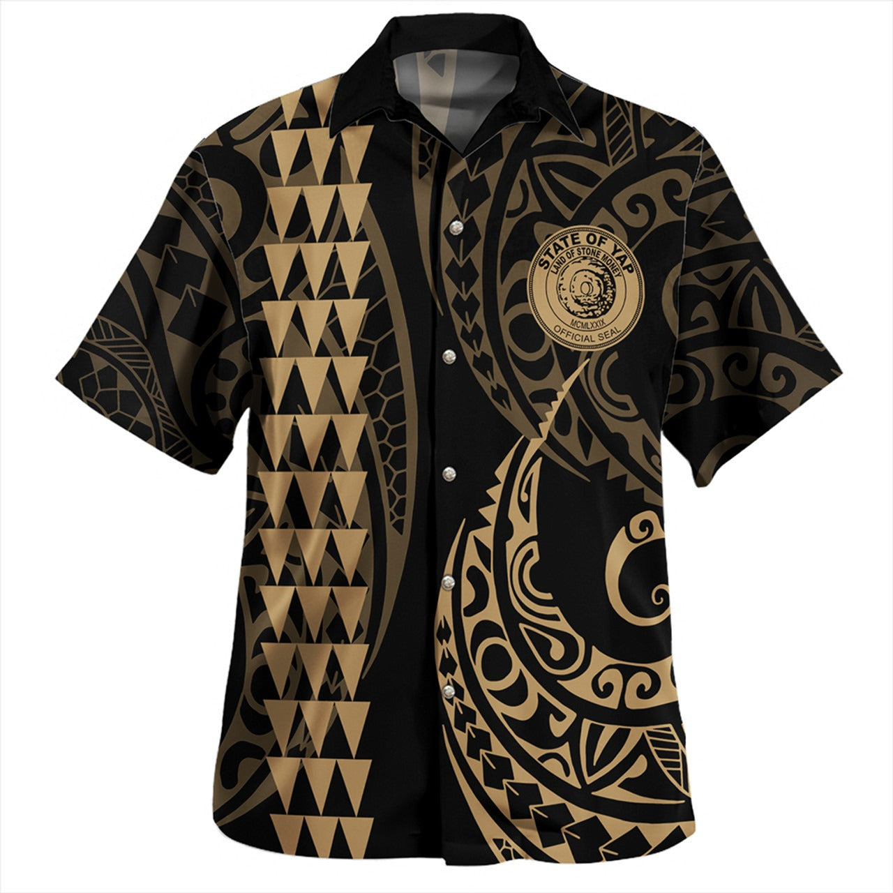 Yap State Combo Puletasi And Shirt Kakau Style Gold