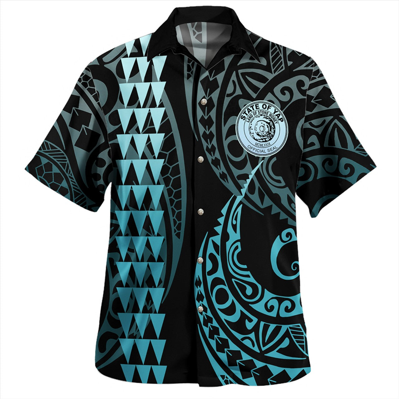 Yap State Combo Puletasi And Shirt Kakau Style Turquoise